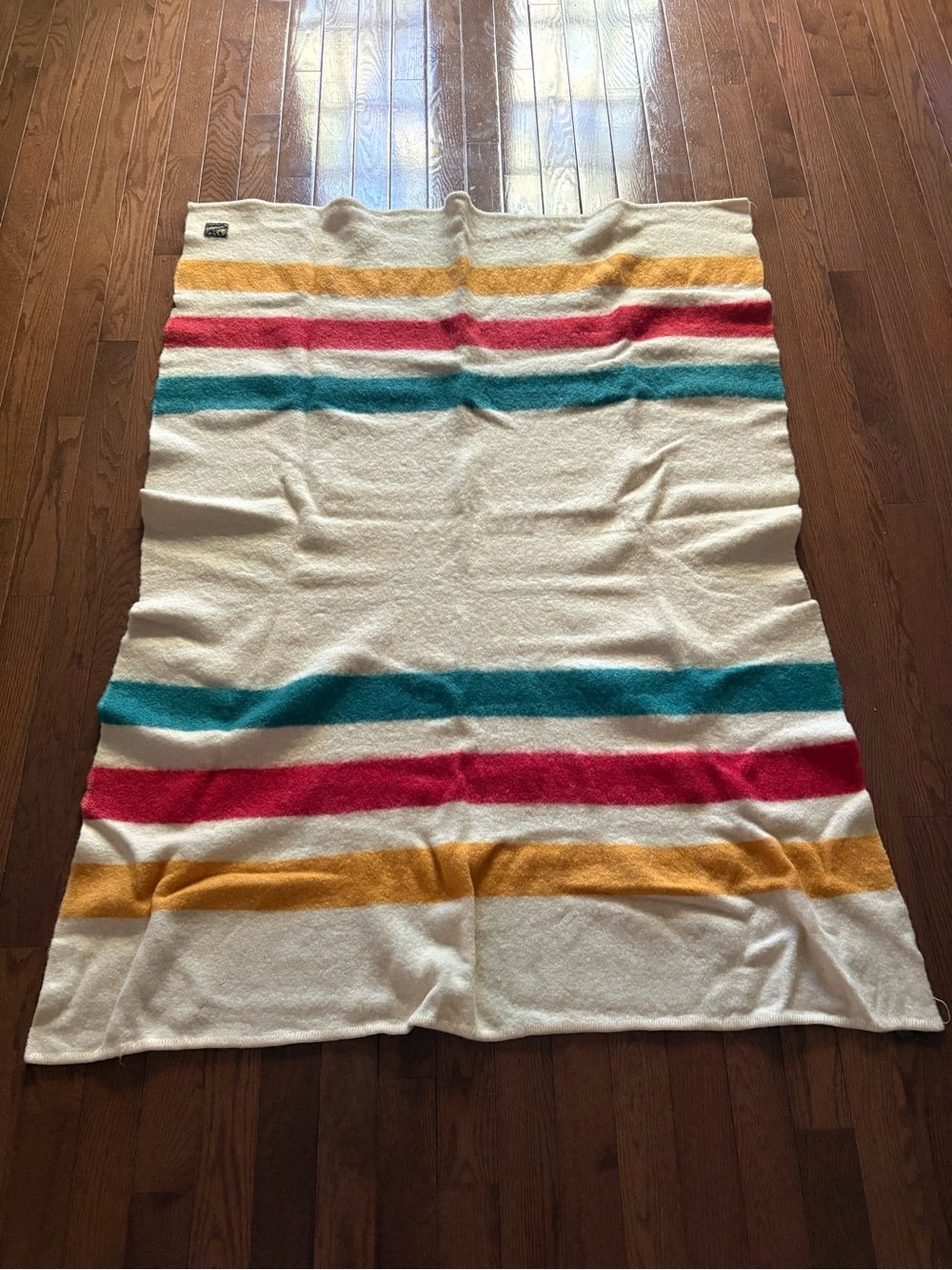 Vintage Rare Mohawk Wool 3 Strip Hudson Bay Blanket, Wool Blanket